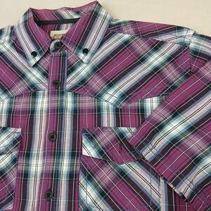 Dickies Medium Mens Shirt Casual Western Cowboy‎ Purple Plaid